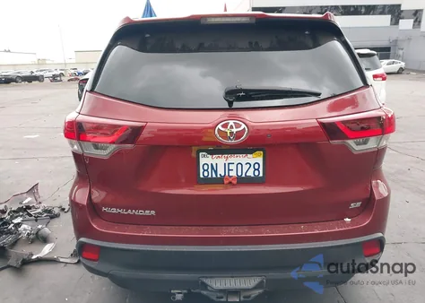 2019 Toyota Highlander Se z USA, uszkodzony, nr VIN 5TDKZRFH7KS348958